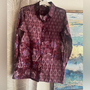 Coldwater Creek Shirt Women Sz Small Floral Paisley Printed 100% Cotton NEW